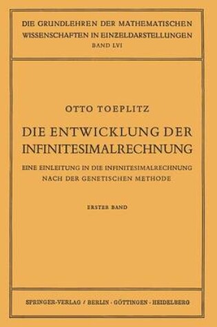 Cover of Die Entwicklung Der Infinitesimalrechnung