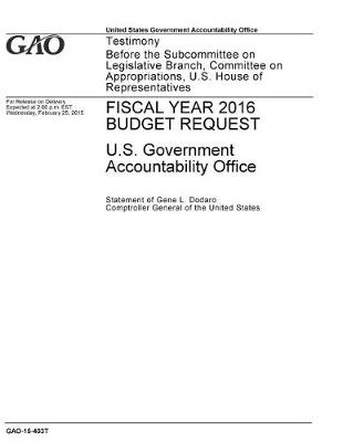 Cover of Fiscal Year 2016 Budget Request