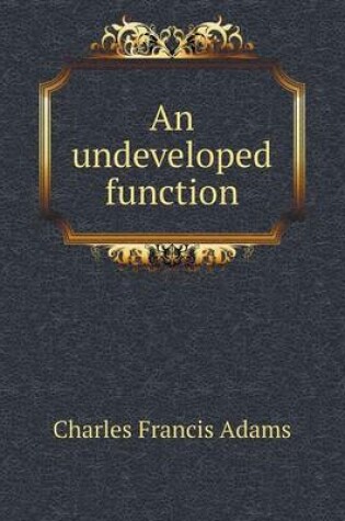 Cover of An undeveloped function