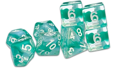 Book cover for Thracian Azure Swirl Dice - Traditional 9-set