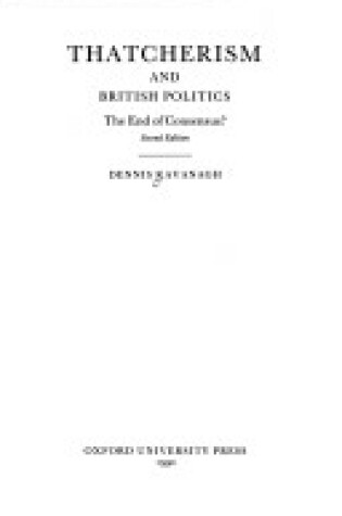 Cover of Thatcherism and British Politics