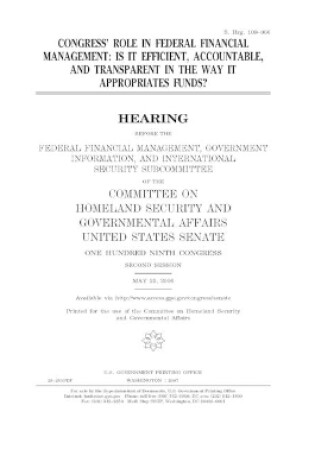 Cover of Congress' role in federal financial management