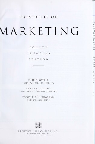 Cover of Principles of Marketing, Fourth Canadian Edition