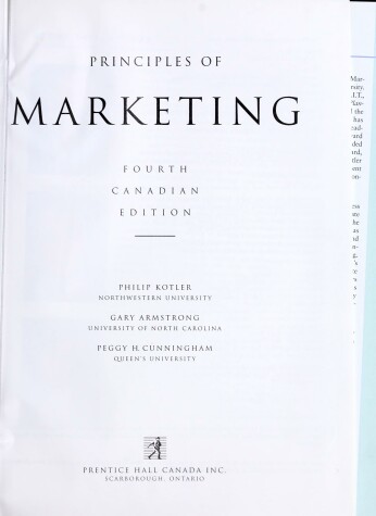 Book cover for Principles of Marketing, Fourth Canadian Edition