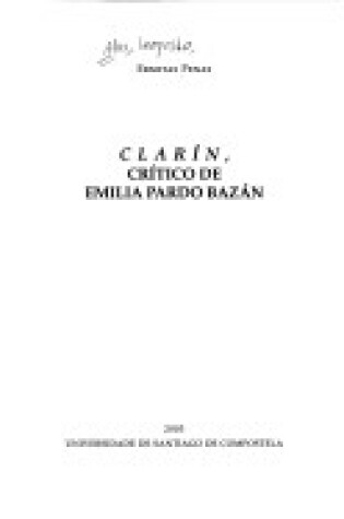 Cover of Clarin, Critico de Emilia Pardo Bazan