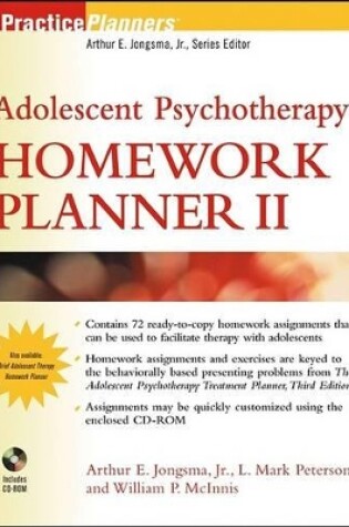 Cover of Adolescent Psychotherapy Homework Planner II