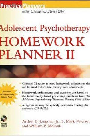 Cover of Adolescent Psychotherapy Homework Planner II