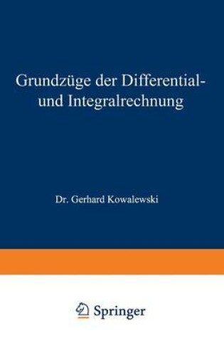 Cover of Grundzuge Der Differential- Und Integralrechnung