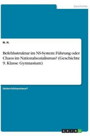 Cover of Befehlsstruktur im NS-System