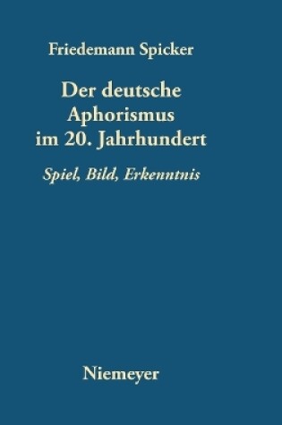 Cover of Der deutsche Aphorismus im 20. Jahrhundert