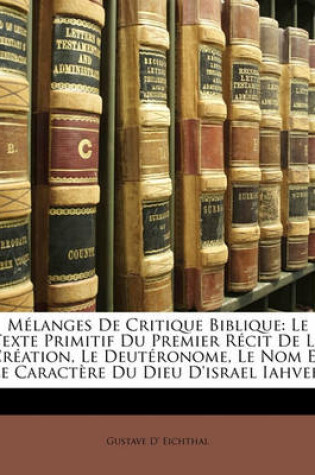 Cover of M Langes de Critique Biblique