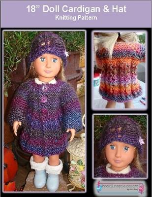 Book cover for 18" Doll Cardigan & Hat - Knitting Pattern