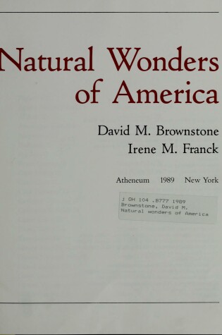 Cover of Natural Wonders of America