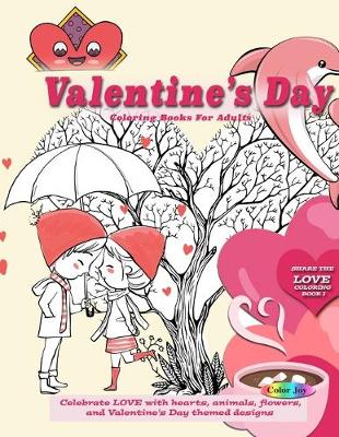 Book cover for Valentines day coloring books for adults