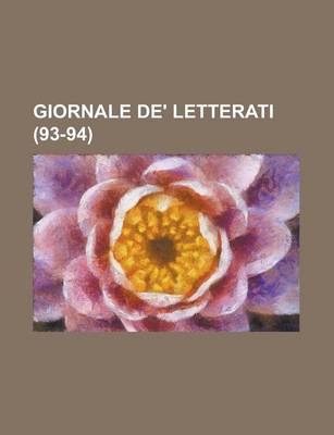 Book cover for Giornale de' Letterati (93-94)