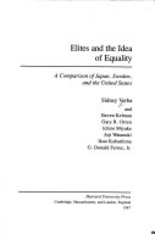Cover of Elites and the Idea of Equality