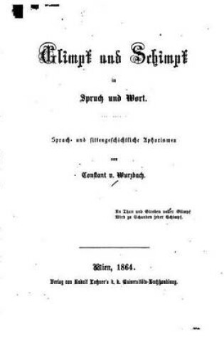 Cover of Glimpf und Schimpf in Spruch und Wort