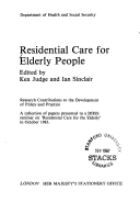 Book cover for Residential Care for Elderly People