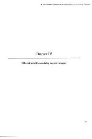 Cover of Effect of Stability on Mixing in Open Canopies. Chapter 4