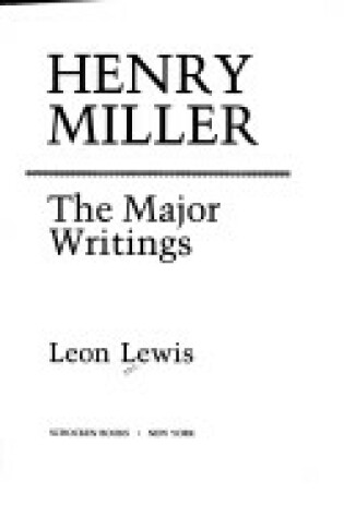 Cover of Henry Miller