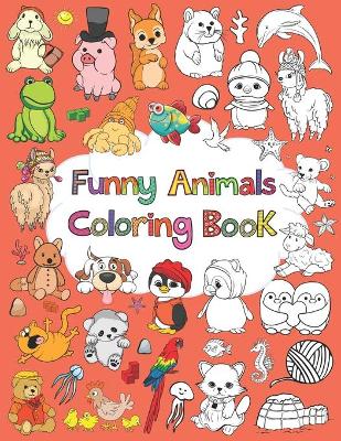 Book cover for funny animals coloring book