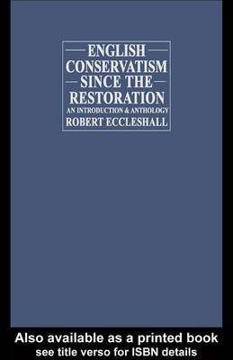 Book cover for English Conservatism Since the Restoration