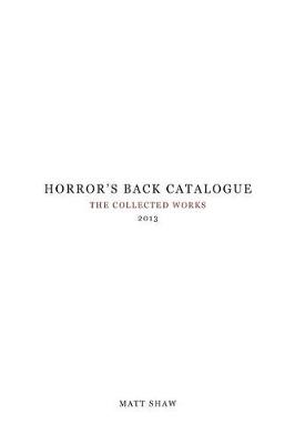 Book cover for Horror's Back Catalogue