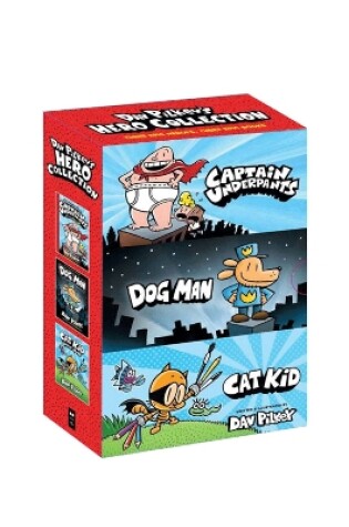 Cover of Dav Pilkey's Hero Collection (Captain Underpants #1, Dog Man #1, Cat Kid Comic Club #1)
