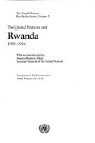 Cover of The United Nations and Rwanda, 1993-96