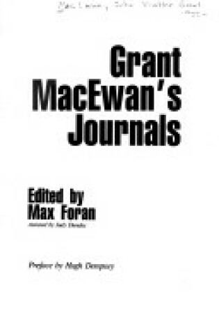 Cover of Grant MacEwan's Journals