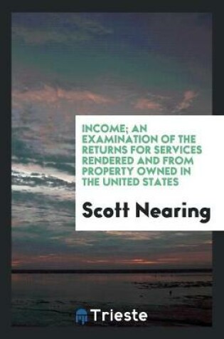 Cover of Income; An Examination of the Returns for Services Rendered and from Property Owned in the United States