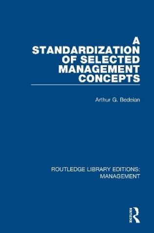 Cover of A Standardization of Selected Management Concepts