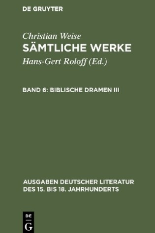 Cover of Samtliche Werke, Band 6, Biblische Dramen III