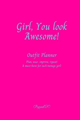 Book cover for Outfit Planner Cover Hollywood Cerise color 200 pages 6x9 Inches
