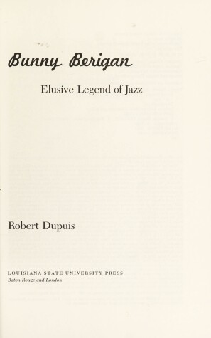 Book cover for Bunny Bergan: Elusive Legend of Jazz