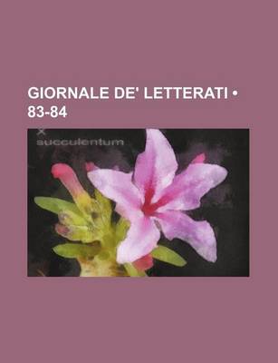 Book cover for Giornale de' Letterati (83-84)
