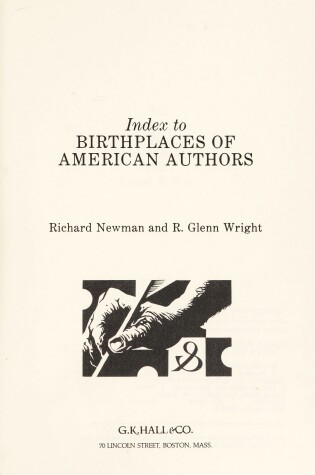 Cover of Index to Birthplaces of American Authors