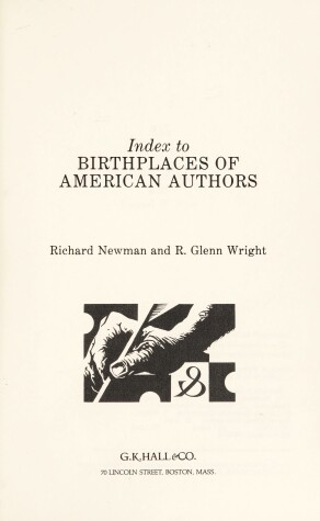 Book cover for Index to Birthplaces of American Authors