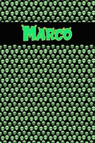 Cover of 120 Page Handwriting Practice Book with Green Alien Cover Marco