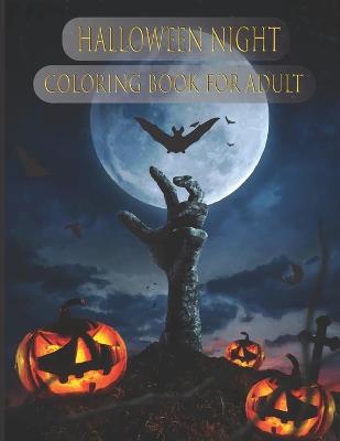 Book cover for halloween night coloring book for adult