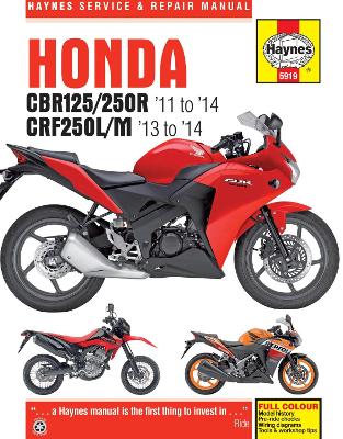 Book cover for Honda CBR125R, CBR250R, CBR300R, CB300F & CRF250 (11-18)