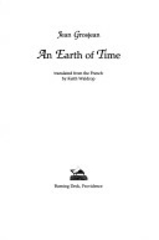 Cover of An Earth of Time (Serie d'Ecriture Vol 18)