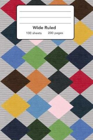 Cover of Wide Ruled Composition Notebook 6" x 9". Colorful Leather Diamond Design Art