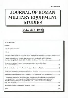 Book cover for Journal of Roman Military Equipment Studies, Volume 4 1993