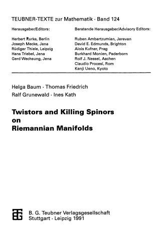 Cover of Twistors and Killinf Spinors on Riemannian Manifolds