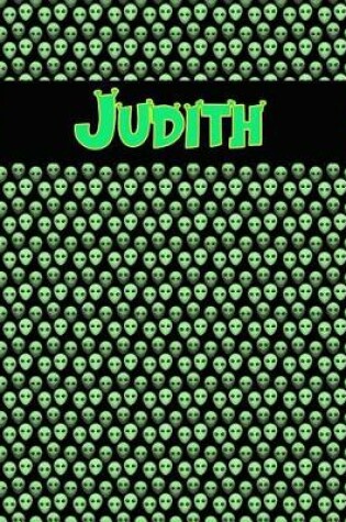 Cover of 120 Page Handwriting Practice Book with Green Alien Cover Judith