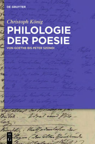 Cover of Philologie Der Poesie