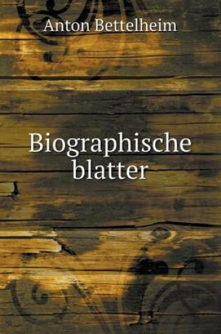 Cover of Biographische blatter