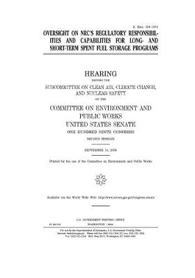 Book cover for Oversight on NRC's regulatory responsibilities and capabilities for long- and short-term spent fuel storage programs