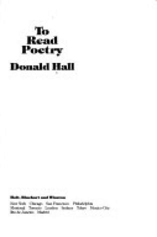 Cover of To Read Poetry
